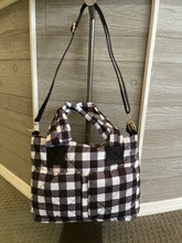 Load image into Gallery viewer, Black Plaid Day Trip Bag
