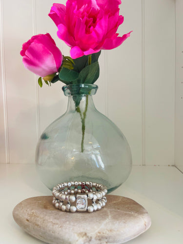 Handmade Clear Crystal Pewter Bracelet