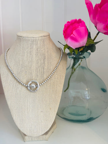 Handmade Beaded Pewter Necklace